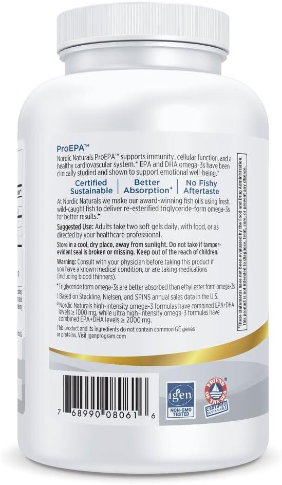 image:imageNordic Naturals ProEPA Lemon 120 Soft Gels 1210 mg Omega3 HighIntensity EPA Formula for Healthy Mood Heart Health amp Cellular Function NonGMO 60 Servings180 Count Pack of 1