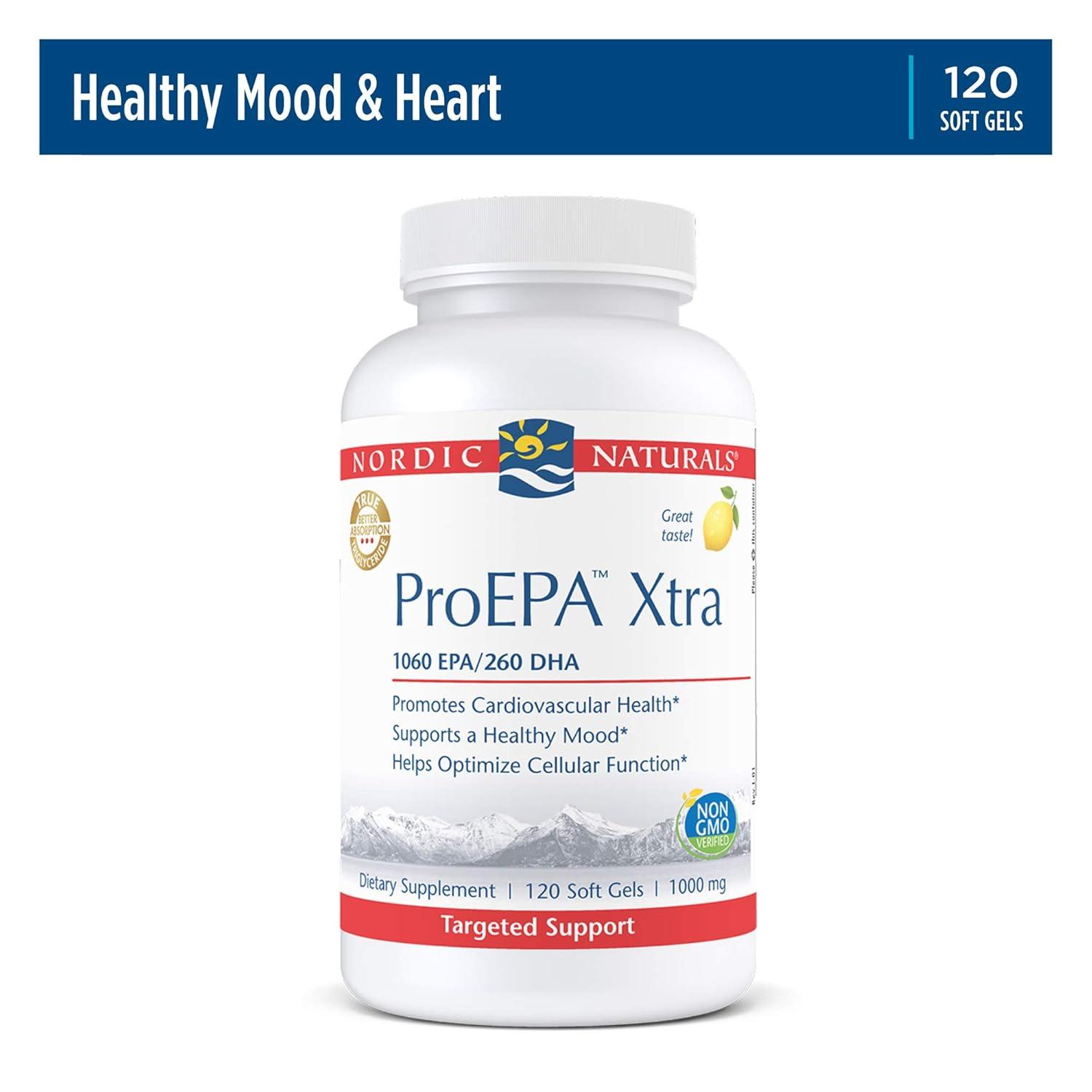image:imageNordic Naturals ProEPA Xtra Lemon 120 Soft Gels 1640 mg Omega3 HighIntensity EPA Formula for Positive Mood Heart Health amp Cellular Function NonGMO 60 Servings