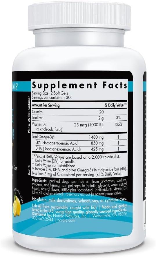 image:imageNordic Naturals Ultimate OmegaD3 Sport Lemon 60 Soft Gels 1480 mg Omega3 1000 IU Vitamin D3 NSF Certified Supports Muscle Bones Focus amp Endurance 30 Servings60 Count Pack of 1