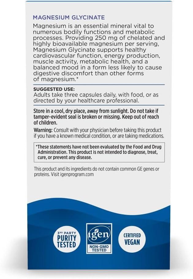 image:imageNordic Naturals Vegetarian Magnesium Glycinate Capsules Unflavored 90 Count 250mg Magnesium per Serving Highly Bioavailable Support for Muscle amp Cardiovascular Function NonGMO 30 Servings
