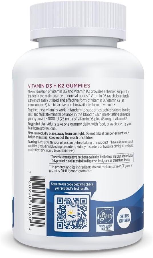 image:imageNordic Naturals Vitamin D3 K2 Gummies Pomegranate 60 Gummies 1000 IU Vitamin D3 45 mcg K2 Great Taste Bone Health Promotes Healthy Muscle Function NonGMO 60 Servings60 Count Pack of 1