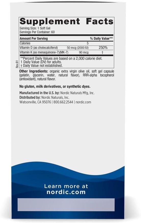 image:imageNordic Naturals Vitamin D3 K2 Orange Taste 60 Soft Gels Synergistic Support for Bones Immune Function amp Calcium Balance NonGMO 60 Servings1 Count Pack of 60
