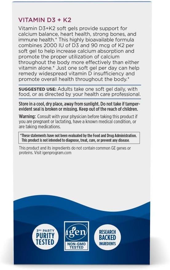 image:imageNordic Naturals Vitamin D3 K2 Orange Taste 60 Soft Gels Synergistic Support for Bones Immune Function amp Calcium Balance NonGMO 60 Servings1 Count Pack of 60