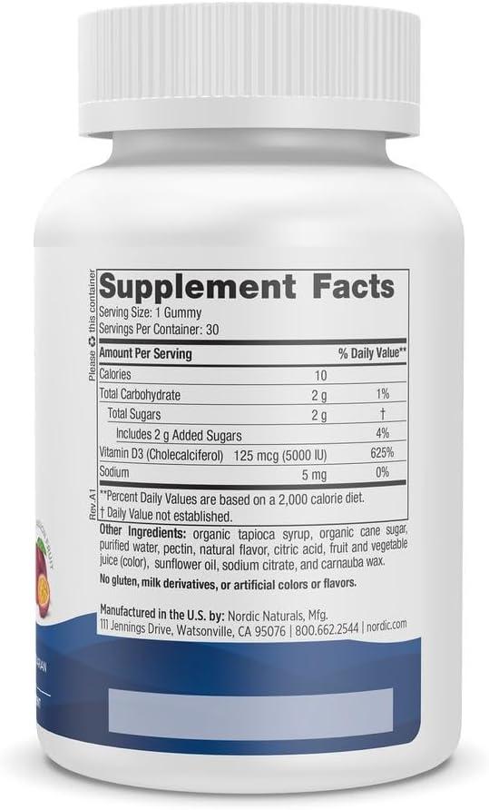 image:imageNordic Naturals Vitamin D3 5000 Gummies Passion Fruit 30 Gummies Support for Healthy Bones Mood amp Immune System Vegetarian NonGMO 30 Servings