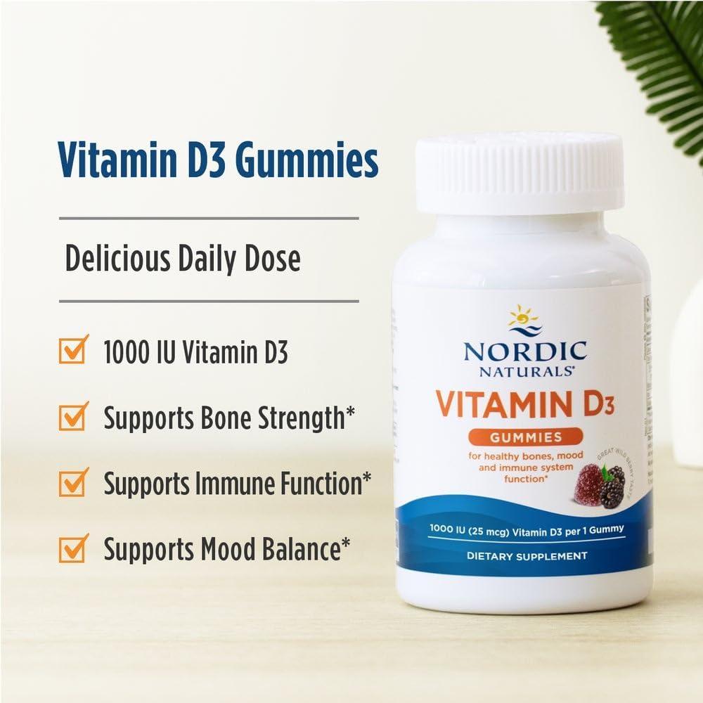 image:imageNordic Naturals Vitamin D3 Gummies Wild Berry 60 Gummies 1000 IU Vitamin D3 Great Taste Healthy Bones Mood amp Immune System Function NonGMO 60 ServingsWild Berry