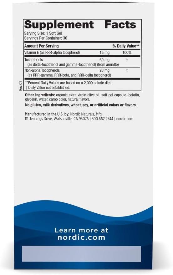 image:imageNordic Naturals Vitamin E Complex Unflavored 30 Soft Gels 6 Forms of Vitamin E for Antioxidant Support Cellular Protection NonGMO 30 Servings30 Count Pack of 1