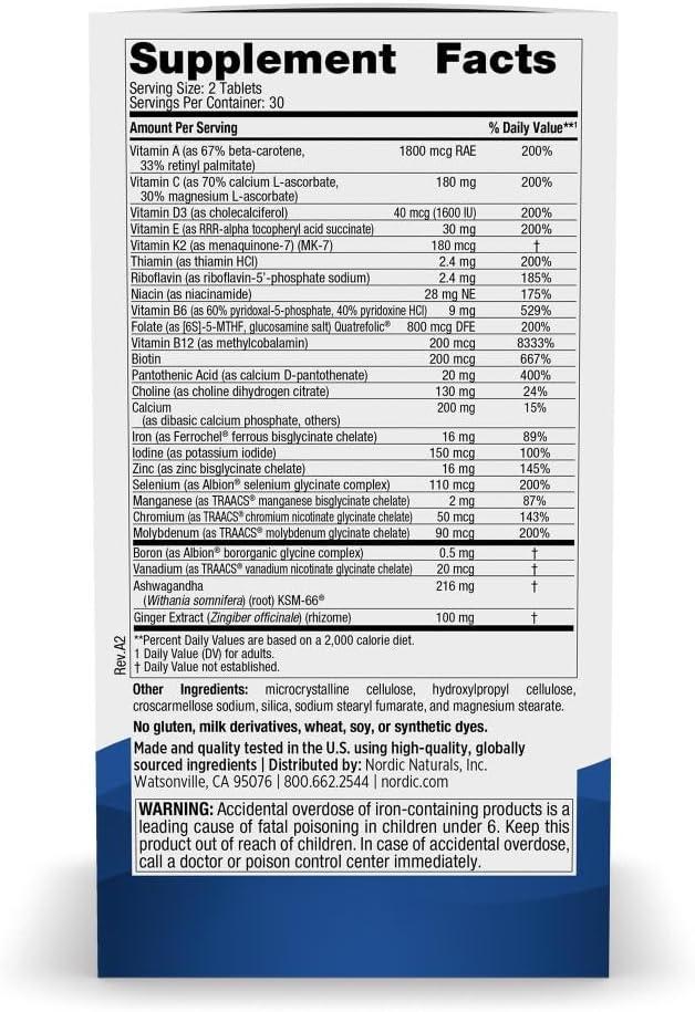 image:imageNordic Naturals Womens Multivitamin Extra Strength Skin Hair Energy amp Bone Support Immunity Supplement 20 Essential Nutrients 60 Tablets 30 Servings