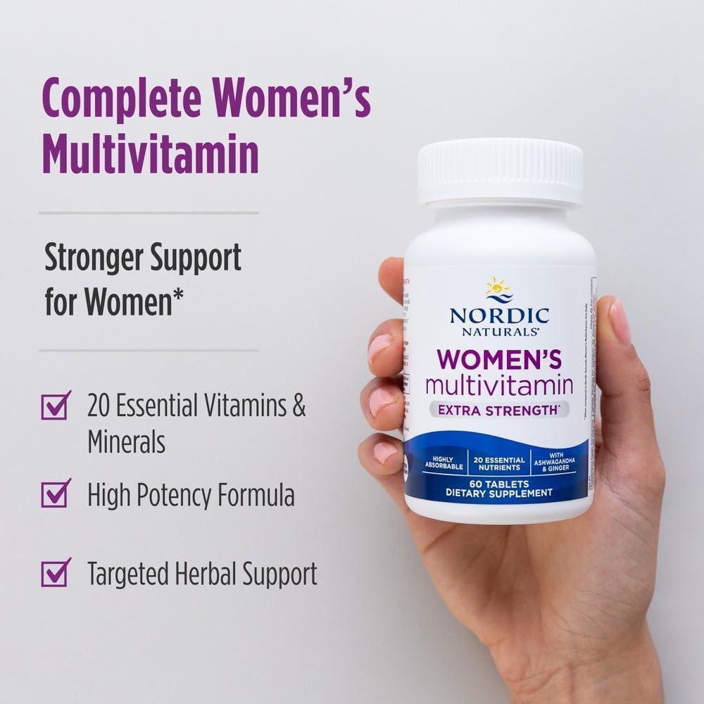 image:imageNordic Naturals Womens Multivitamin Extra Strength Skin Hair Energy amp Bone Support Immunity Supplement 20 Essential Nutrients 60 Tablets 30 Servings