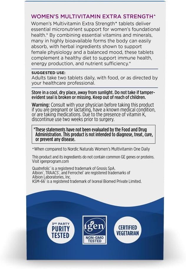 image:imageNordic Naturals Womens Multivitamin Extra Strength Skin Hair Energy amp Bone Support Immunity Supplement 20 Essential Nutrients 60 Tablets 30 Servings