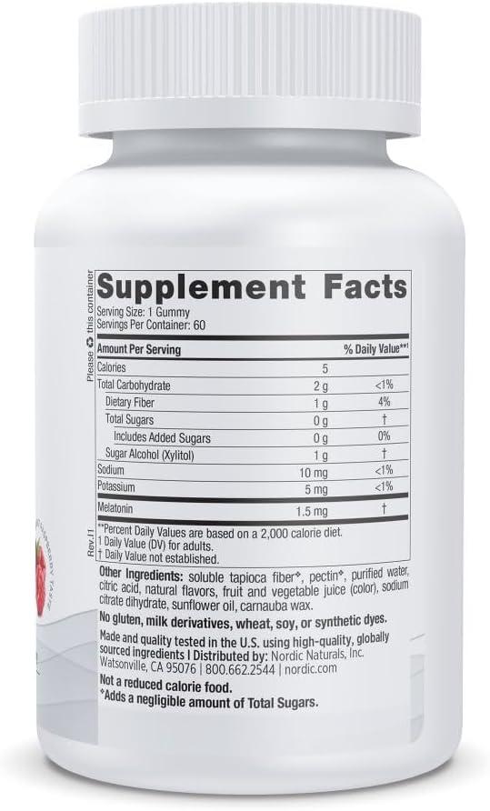image:imageNordic Naturals Zero Sugar Melatonin Gummies Raspberry 120 Gummies 15 mg Melatonin Great Taste Restful Sleep Antioxidant Support NonGMO Vegan 120 Servings60 Count Pack of 1