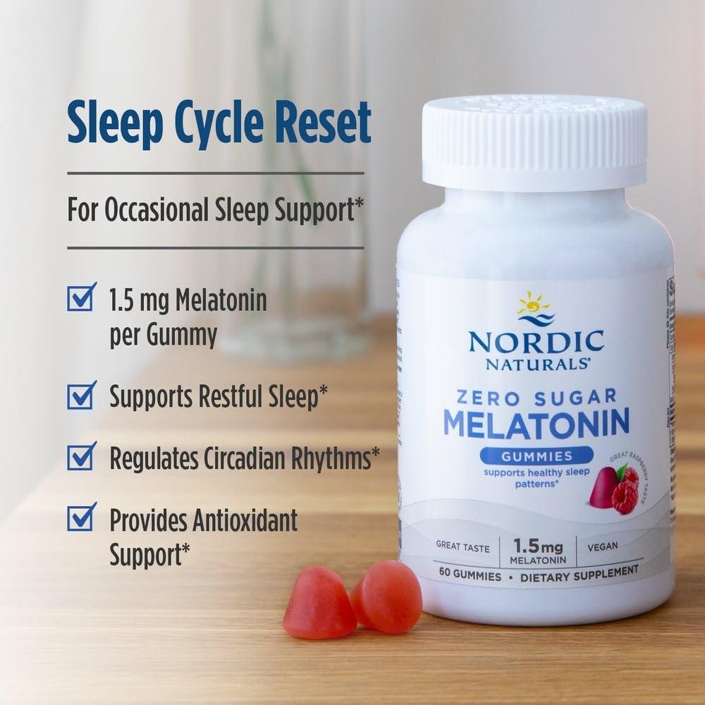 image:imageNordic Naturals Zero Sugar Melatonin Gummies Raspberry 120 Gummies 15 mg Melatonin Great Taste Restful Sleep Antioxidant Support NonGMO Vegan 120 Servings120 Count Pack of 1