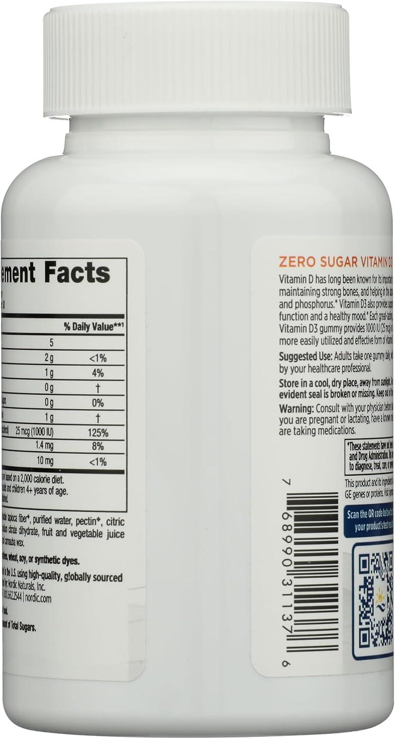 image:imageNordic Naturals Zero Sugar Vitamin D3 Gummies Wild Berry 60 Gummies 1000 IU Vitamin D3 Great Taste Healthy Bones Mood amp Immune System Function NonGMO 60 Servings60 Count Pack of 1