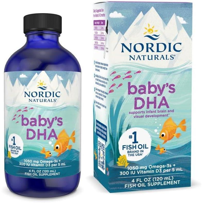 image:imageNordic Naturals Babys DHA Unflavored 2 oz 1050 mg Omega3 300 IU Vitamin D3 Supports Brain Vision amp Nervous System Development in Babies NonGMO Servings May Vary4 Fl Oz Pack of 1