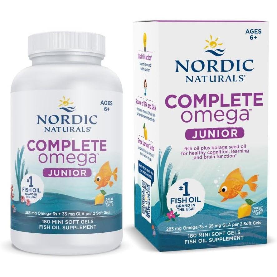 image:imageNordic Naturals Complete Omega Jr Lemon 90 Mini Soft Gels 283 mg Total Omega3s amp 35 mg GLA Healthy Cognition Nervous System Function NonGMO 45 Servings180 Count Pack of 1