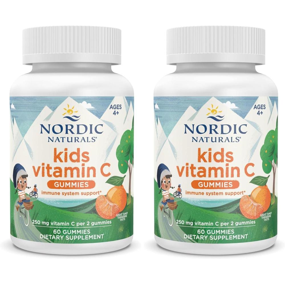 image:imageNordic Naturals Kids Vitamin C Gummies Tangy Tangerine 60 Gummies Vegan Vitamin C Supplement Childrens Immunity and Antioxidant Support 250 mg per Serving 30 Servings60 Count Pack of 2