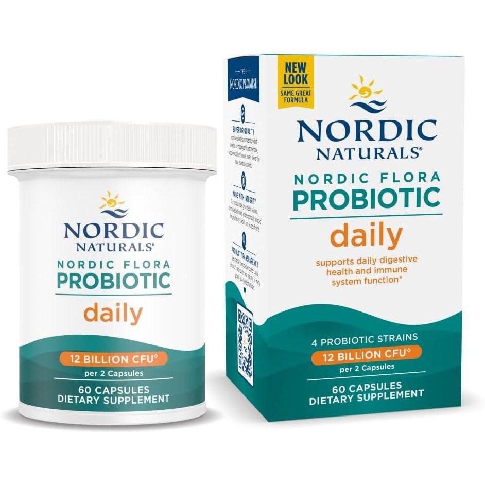 image:imageNordic Naturals Nordic Flora Probiotic Daily 60 Capsules 4 Probiotic Strains with 12 Billion Cultures Optimal Wellness Immune Support Digestive Health NonGMO Vegan 30 ServingsDaily
