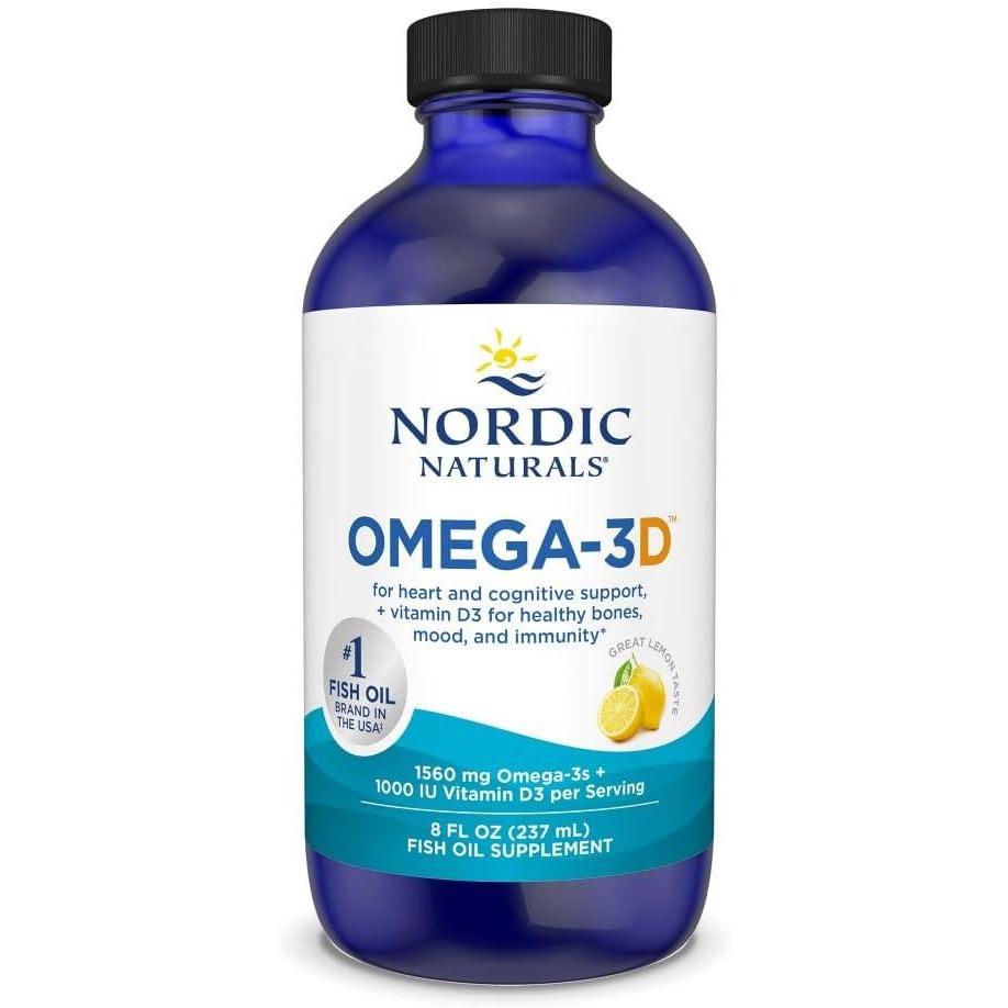 image:imageNordic Naturals Omega3D Lemon Flavor 8 oz 1560 mg Omega3 1000 IU Vitamin D3 Fish Oil EPA amp DHA Immune Support Brain amp Heart Health Healthy Bones NonGMO 48 Servings