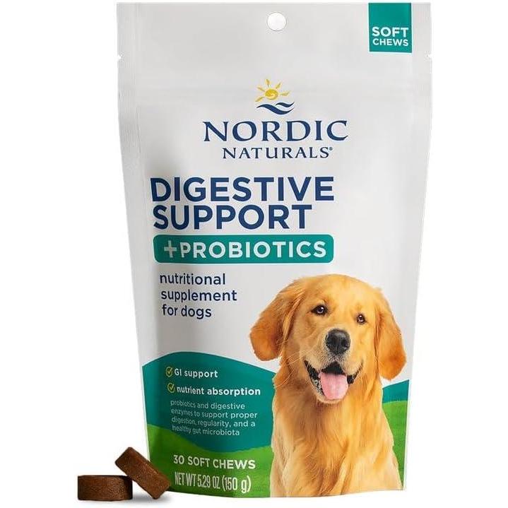 image:imageNordic Naturals Pet Digestive Support with Probiotics Pork Bone Broth Flavor 30 Soft Chews Nutritional Supplement for a Healthy Digestive System and GI Support 30 NonGMO Chews