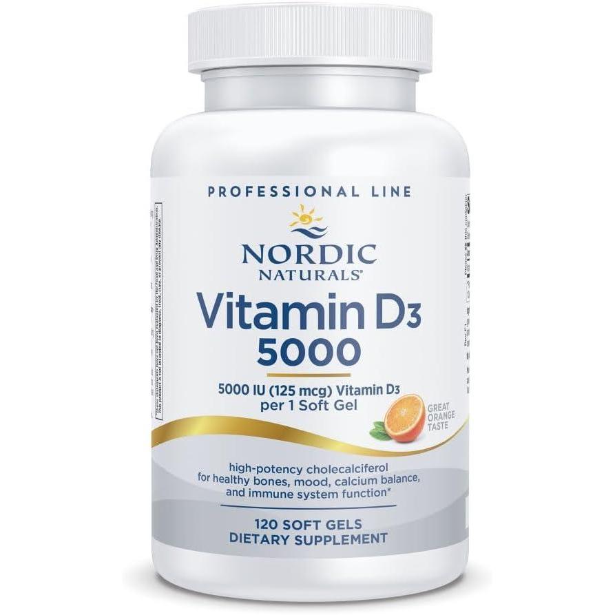 image:imageNordic Naturals Pro Vitamin D3 5000 Orange 120 Mini Soft Gels 5000 IU Vitamin D3 Supports Healthy Bones Mood amp Immune System Function NonGMO 120 Servings5000 IU