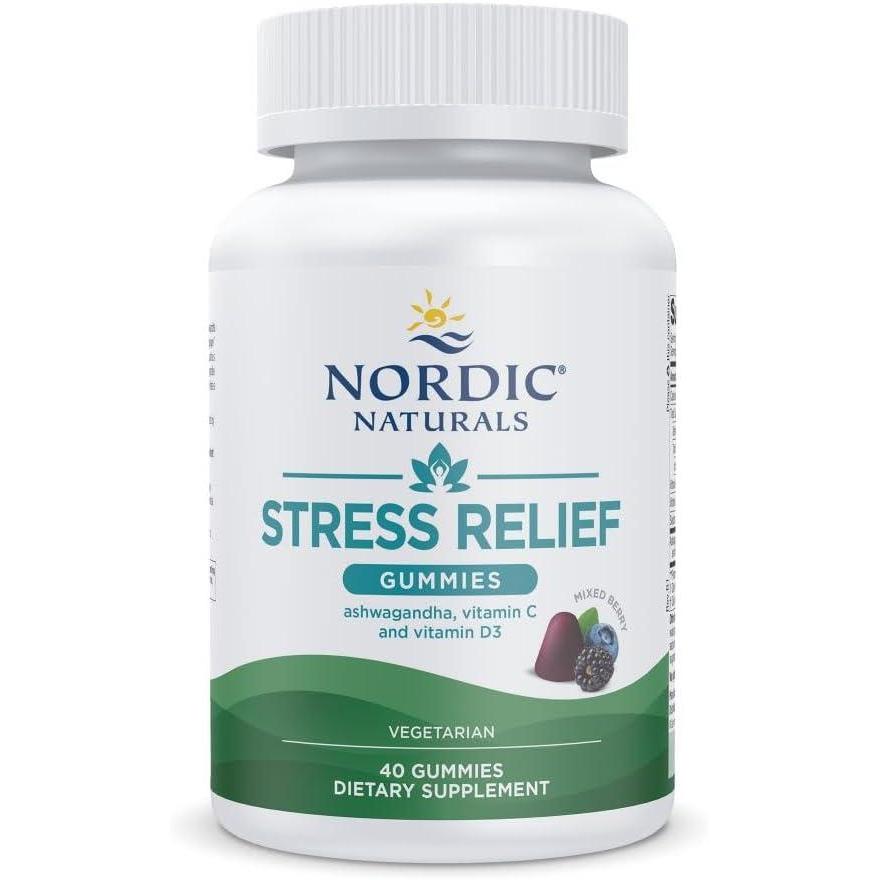 image:imageNordic Naturals Stress Relief Gummies Mixed Berry 40 Gummy Supplements Supports Daily Mood and Immune System Health NonGMO Vegetarian 20 Servings40 Count Pack of 1