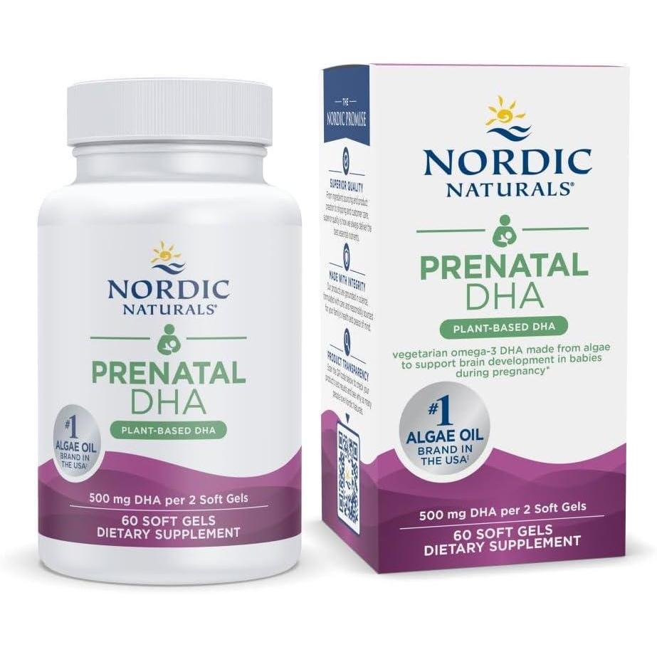 image:imageNordic Naturals Vegan Prenatal DHA Unflavored 60 Soft Gels 500 mg PlantBased DHA Supports Brain Development in Babies amp Healthy Pregnancy NonGMO 30 Servings