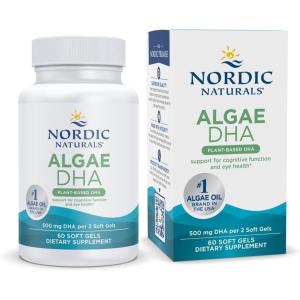 image:imageNordic Naturals Algae DHA  60 Soft Gels  500 mg Omega3 DHA  Certified Vegan Algae Oil  PlantBased DHA  Brain Eye amp Nervous System Support  NonGMO  30 Servings60 Count Pack of 1