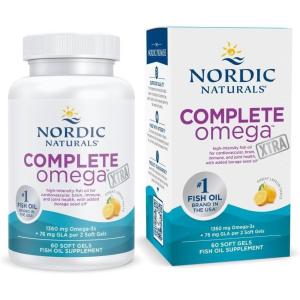 image:imageNordic Naturals Complete Omega Xtra Lemon  60 Soft Gels  1360 mg Omega3  76 mg GLA  Healthy Skin  Cognition  NonGMO  30 ServingsStandard Packaging