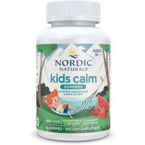 image:imageNordic Naturals Kids Calm Gummies  Strawberry Watermelon  60 Gummies  Magnesium LTheanine Supplement  Calming for Kids  Relaxation Support  Up to 60 Servings