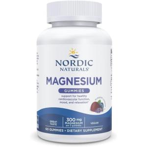 image:imageNordic Naturals Magnesium Gummies for Adults Blueberry Lavender Flavor  60 Gummies  Vegan Magnesium Supplement for Mind Mood and Cardiovascular Support  NonGMO  20 Servings