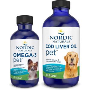 image:imageNordic Naturals Omega3 Pet Bundle  2 oz Omega3 Fish Oil for Small Dogs amp Cats 8 oz Pet Cod Liver Oil Promotes Heart Skin Coat amp Immune Health
