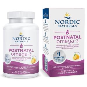 image:imageNordic Naturals Postnatal Omega3 Lemon  60 Soft Gels  1120 Total Omega3  1000 IU Vitamin D3  Formulated for New Moms Supports Optimal Wellness Positive Mood Healthy Metabolism  30 ServingsStandard Packaging