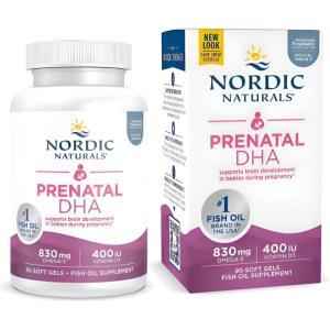 image:imageNordic Naturals Prenatal DHA Unflavored  180 Soft Gels  830 mg Omega3  400 IU Vitamin D3  Supports Brain Development in Babies During Pregnancy amp Lactation  NonGMO  90 ServingsUnflavored