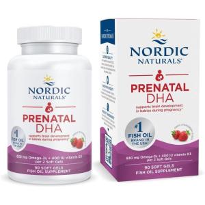 image:imageNordic Naturals Prenatal DHA Unflavored  180 Soft Gels  830 mg Omega3  400 IU Vitamin D3  Supports Brain Development in Babies During Pregnancy amp Lactation  NonGMO  90 ServingsStrawberry