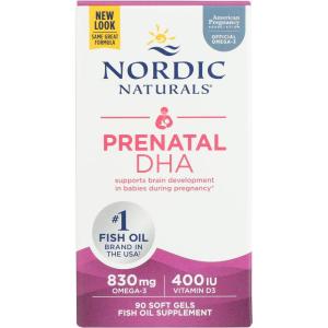 image:imageNordic Naturals Prenatal DHA Unflavored  830 mg Omega3  400 IU Vitamin D3  90 Soft Gels  Supports Brain Development in Babies During Pregnancy amp Lactation  NonGMO  45 Servings