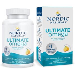 image:imageNordic Naturals Ultimate Omega Lemon Flavor  60 Soft Gels  1280 mg Omega3  HighPotency Fish Oil Supplement with EPA amp DHA  Promotes Brain amp Heart Health  NonGMO  30 ServingsLemon