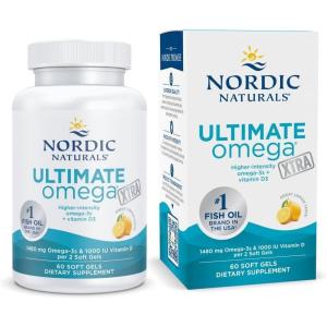 image:imageNordic Naturals Ultimate Omega Xtra Lemon Flavor  60 Soft Gels  1480 mg Omega3  1000 IU Vitamin D3  EPA amp DHA  Brain Heart amp Immune Health  30 ServingsStandard Packaging