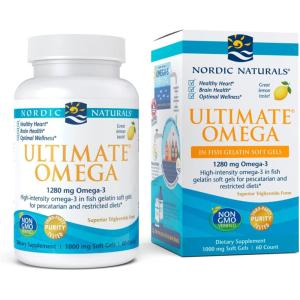 image:imageNordic Naturals Ultimate Omega in Fish Gelatin Lemon Flavor  60 Soft Gels  1280 mg Omega3  HighPotency Fish Oil Supplement  EPA amp DHA  Promotes Brain amp Heart Health  NonGMO  30 Servings