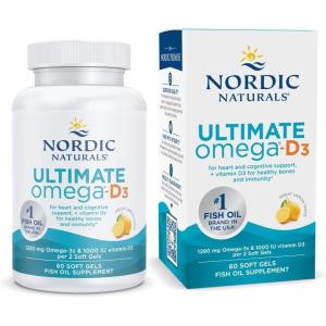 image:imageNordic Naturals Ultimate OmegaD3 Lemon Flavor  60 Soft Gels  1280 mg Omega3  1000 IU Vitamin D3  EPA amp DHA  Promotes Brain Heart amp Immune Health  30 ServingsLemon