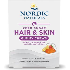 image:imageNordic Naturals Zero Sugar Hair amp Skin Gummy Chews Strawberry Lemonade  27 Gummy Chews  Biotin  GLA from Borage Oil  Promotes Healthy Balance of Fats in Skin  NonGMO  27 Servings