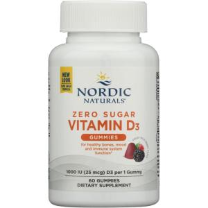 image:imageNordic Naturals Zero Sugar Vitamin D3 Gummies Wild Berry  60 Gummies  1000 IU Vitamin D3  Great Taste  Healthy Bones Mood amp Immune System Function  NonGMO  60 Servings60 Count Pack of 1