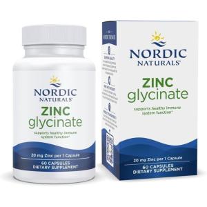 image:imageNordic Naturals Zinc Glycinate  60 Capsules  20 mg Highly Absorbable Zinc Glycinate  Optimal Wellness  NonGMO Gluten Free Vegan  60 Servings60 Count Pack of 1