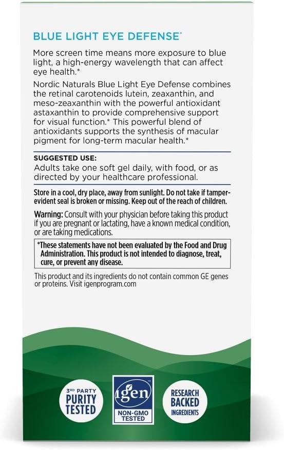 image:imageNordic Naturals Blue Light Defense 60 Soft Gels Four Phytonutrients with Complementary Antioxidant Capacities Supports Retinal Health Visual Function NonGMO 60 Servings