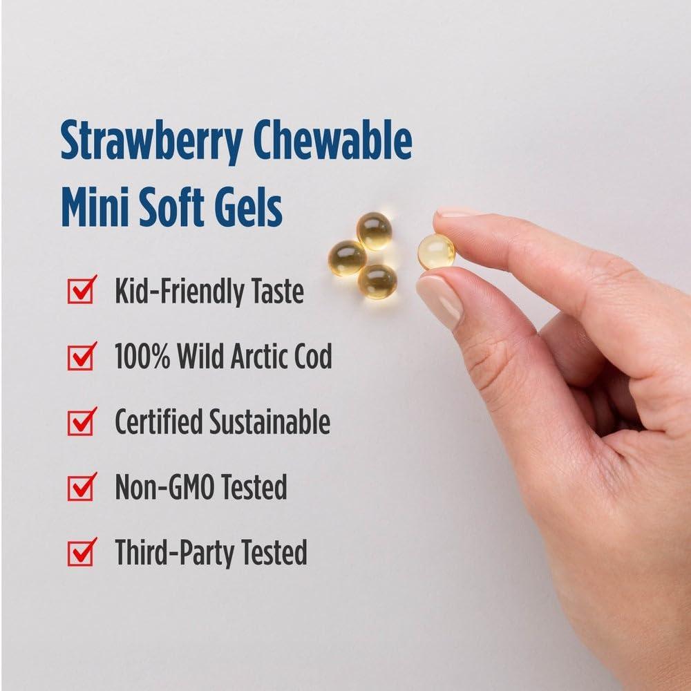 image:imageNordic Naturals Childrens DHA Strawberry 90 Mini Chewable Soft Gels for Kids 250 mg Omega3 with EPA amp DHA Brain Development amp Function NonGMO 22 Servings360 Count Pack of 1