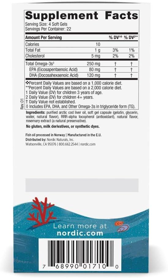 image:imageNordic Naturals Childrens DHA Strawberry 90 Mini Chewable Soft Gels for Kids 250 mg Omega3 with EPA amp DHA Brain Development amp Function NonGMO 22 Servings90 Count Pack of 1