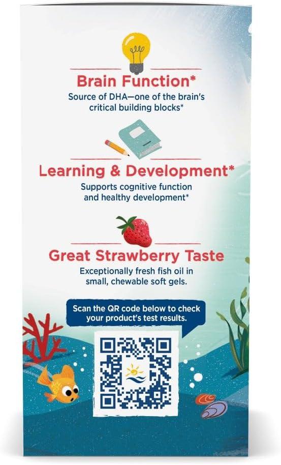 image:imageNordic Naturals Childrens DHA Strawberry 90 Mini Chewable Soft Gels for Kids 250 mg Omega3 with EPA amp DHA Brain Development amp Function NonGMO 22 Servings90 Count Pack of 1