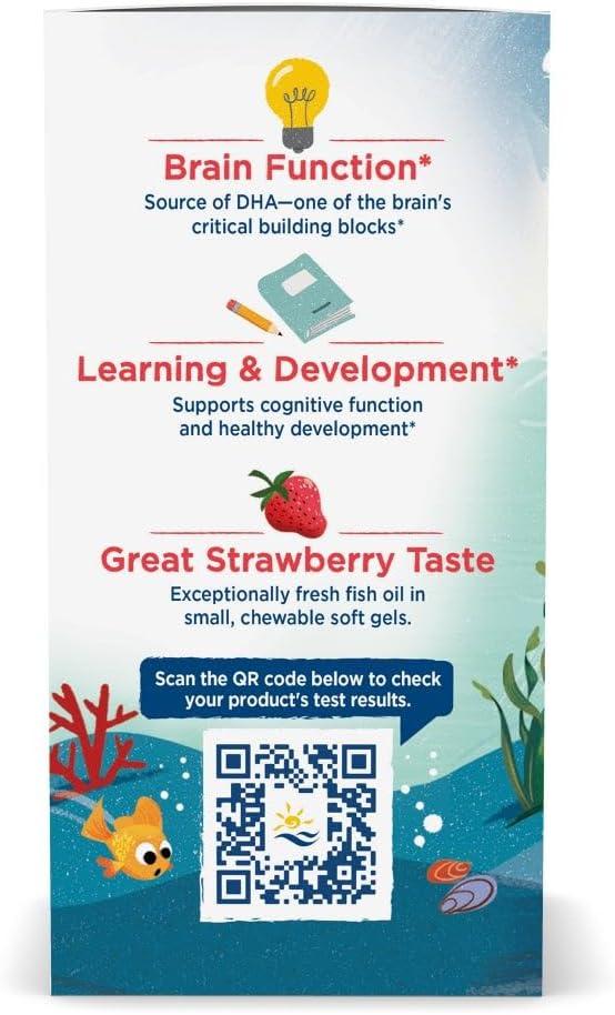 image:imageNordic Naturals Childrens DHA Strawberry 90 Mini Chewable Soft Gels for Kids 250 mg Omega3 with EPA amp DHA Brain Development amp Function NonGMO 22 Servings120 Count Pack of 1