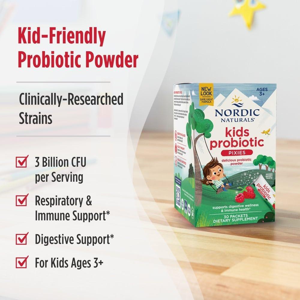image:imageNordic Naturals Kids Probiotic Quick Melt Powder Mixed Berry 30 Packets 3 Billion CFU Digestive Wellness Immune Support NonGMO Vegan 30 Servings