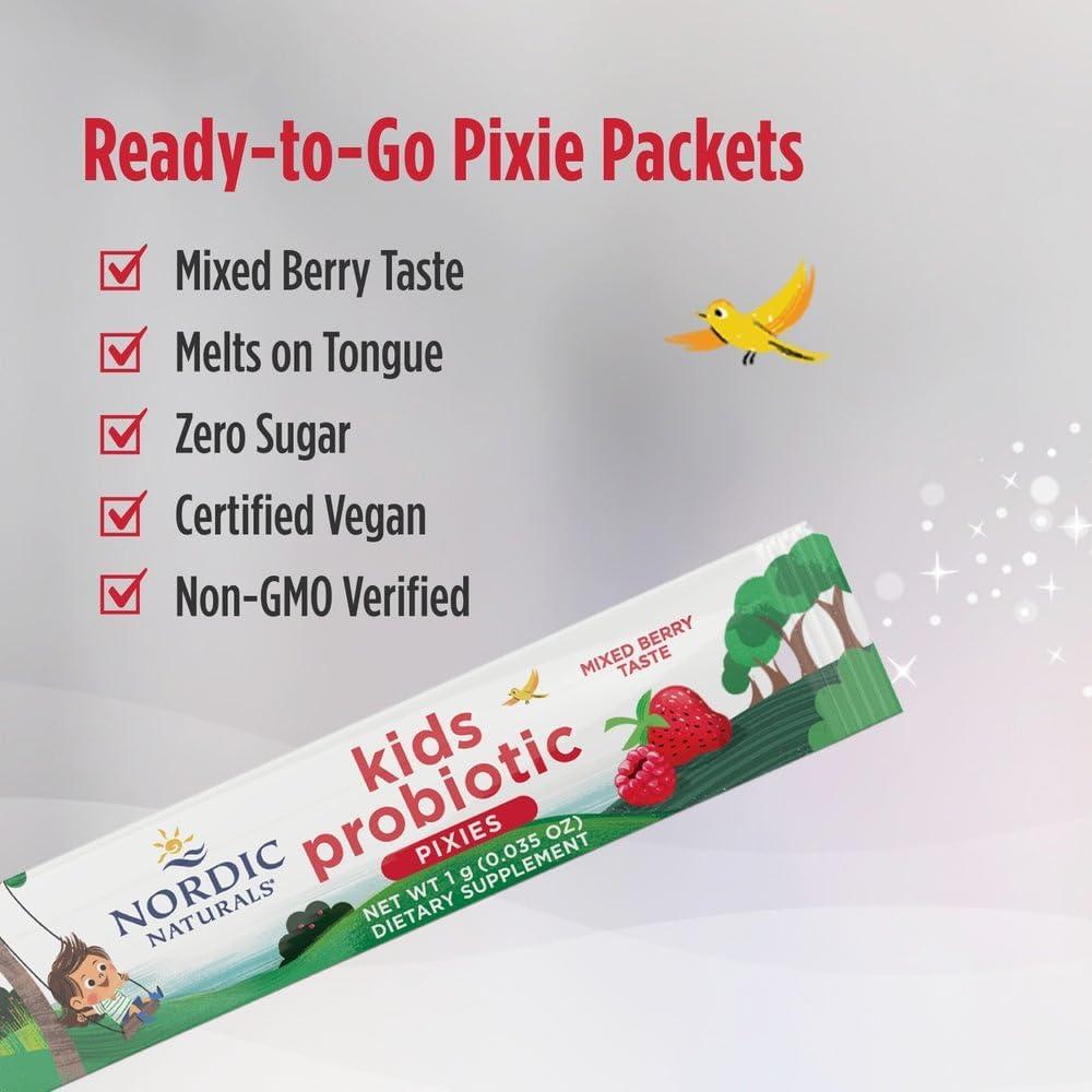 image:imageNordic Naturals Kids Probiotic Quick Melt Powder Mixed Berry 30 Packets 3 Billion CFU Digestive Wellness Immune Support NonGMO Vegan 30 Servings