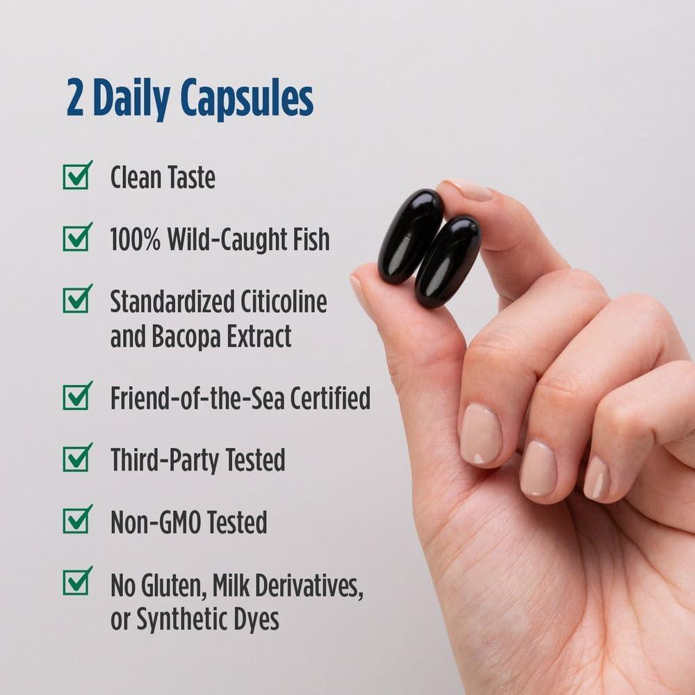 image:imageNordic Naturals Omega Focus Lemon 60 Soft Gels 1280 mg Omega3 Citicoline amp Bacopa Monnieri Extract Focus Attention Memory Brain Health NonGMO 30 Servings