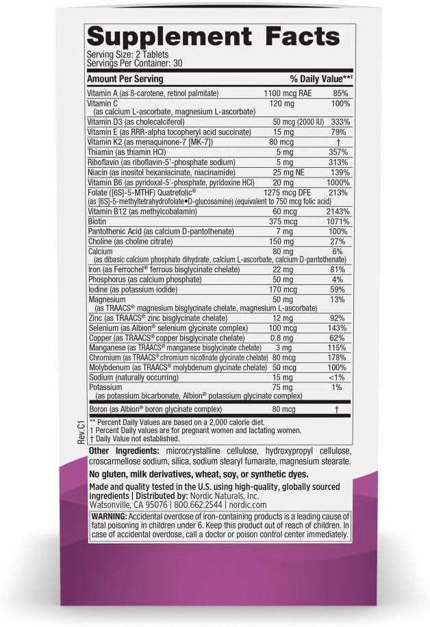 image:imageNordic Naturals Prenatal Multivitamin for Women Daily Vegetarian Prenatal Vitamins 22 Essential Nutrients Including B6 Folate and Iron 60 Tablets 30 Servings